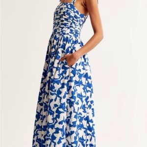 Abercrombie & Fitch Blue and White Patterned Maxi Dress